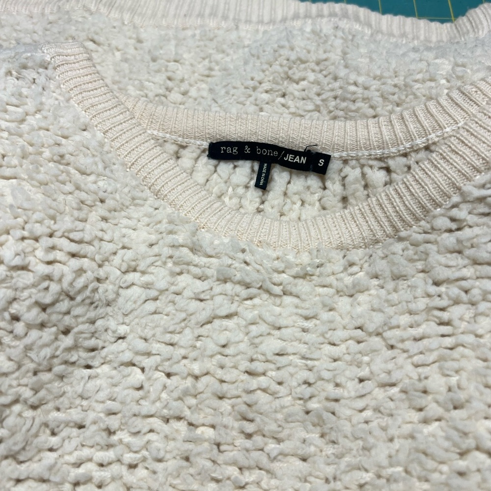 Rag & Bone Fuzzy Sherpa Popcorn Cream Sweater Siz… - image 7